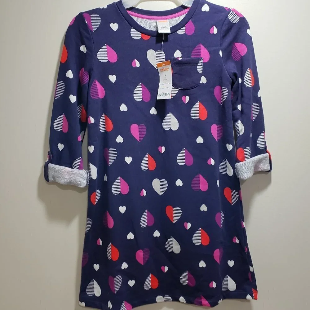Gymboree Girl’s Multicolor Heart Print Long Sleeve Dress - Size 10 - Adorable